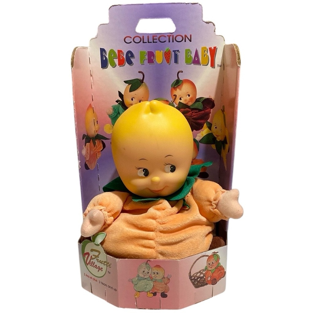 Vintage Frutti Village Bebe Fruit Baby Doll plus Peachena Peach 8.5" 22cm New